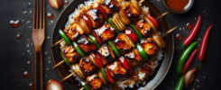 Descubre cómo preparar BROCHETAS DE POLLO TERIYAKI: una receta saludable y sabrosa 2 Brochetas de Pollo Teriyaki