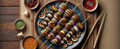 Brochetas de Portobello Teriyaki a la Parrilla