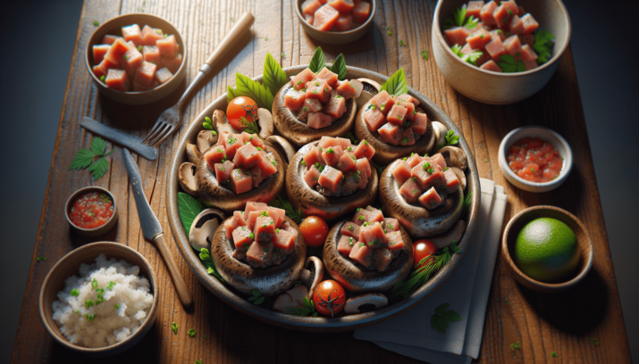 Champiñones Rellenos de Ahi Poke