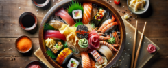 Chirashi sushi sushi en un bol con varios ingredientes