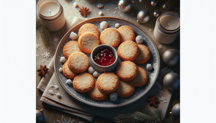 Galletas de coco con mermelada para Navidad