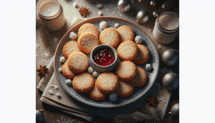 Receta Navideña Saludable: GALLETAS DE COCO CON MERMELADA Para Navidad - Sabores Festivos y Nutritivos 5 Galletas de coco con mermelada para Navidad