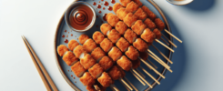 Descubre la auténtica experiencia japonesa con los deliciosos KUSHIKATSU: pinchos empanizados y fritos 3 Kushikatsu (pinchos empanizados y fritos)