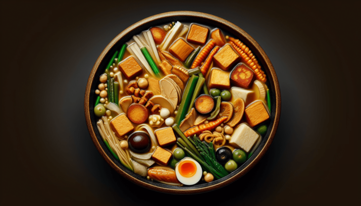 Oden guiso de varios ingredientes cocidos en caldo