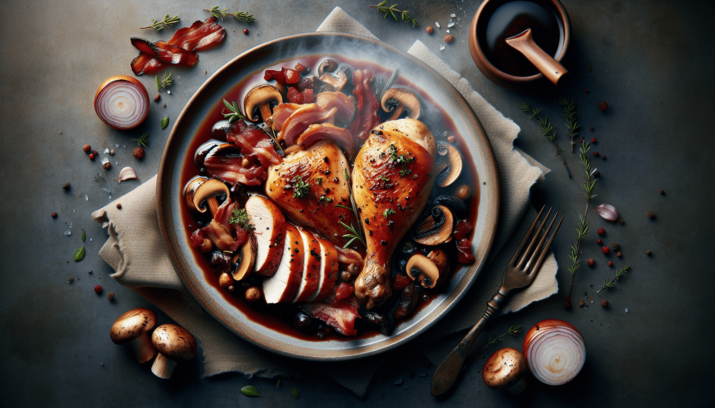 POULET À LA BOURGUIGNONNE (POLLO A LA BORGONIA)